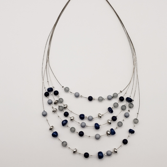 Floating 5 Layer Assorted Beaded Station Necklace - Picture 7 of 8